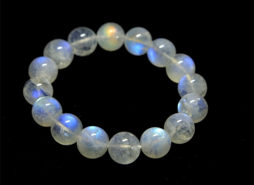 High Quality Genuine White Flash Light Rainbow Moonstone Stretch Bracelets Round Beads 6-14mm 02840