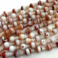 Natural Genuine Sardonyx Red Lace Agate Pagoda Tee Three links Buddha Head Tibet Guru Barrel Beads (10 Sets/lot) 04201