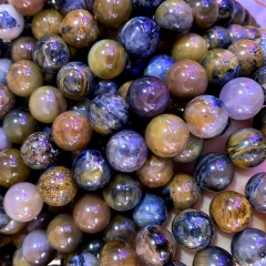 AAA High Quality Natural Genuine Red Brown Blue Pietersite Stone Round Loose Gemstone Stone Big Beads 12-14mm 15.5" 05507
