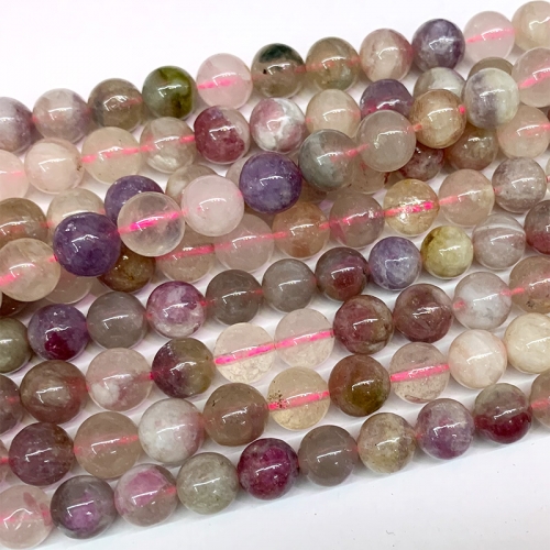 Veemake Natural Genuine China Pink Tourmaline Round Loose Gemstone Jewelry Making Design Necklaces Bracelets Gemstones Beads 15" 06521