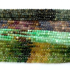 15.5 " Veemake High Quality Natural Genuine Tanzanite Tourmaline Spinel Ruby Sapphire Turquoise Garnet Opal Citrine Round Faceted beads 4mm  06539