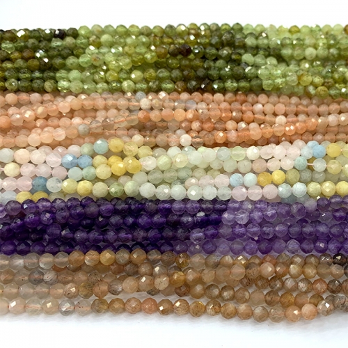 15.5 " Veemake High Quality Natural Genuine Tanzanite Tourmaline Spinel Ruby Sapphire Turquoise Garnet Opal Citrine Round Faceted beads 3mm  06542
