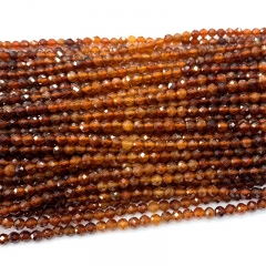 15.5 " Veemake High Quality Natural Genuine Orange Garnet Spessartine Round Faceted Small making necklaces bracelets jewelry beads 06578