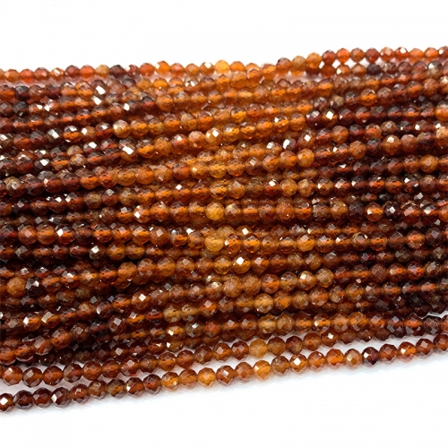 15.5 " Veemake High Quality Natural Genuine Orange Garnet Spessartine Round Faceted Small making necklaces bracelets jewelry beads 06578