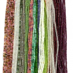 15.5 " Veemake Tourmaline Tanzanite Emerald Topaz Citrine Ruby Chrome Diopside Iolite Peridot Moonstone Rondelle Faceted Small beads 06665