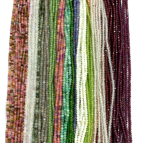 15.5 " Veemake Tourmaline Tanzanite Emerald Topaz Citrine Ruby Chrome Diopside Iolite Peridot Moonstone Rondelle Faceted Small beads 06665