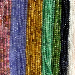 Veemake High Quality Tourmaline Spinel Ruby Sapphire chrysoprase Aquamarine Garnet Peridot Tanzanite Emerald Diopside Round Faceted Small beads 06720