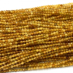 15.5 " Veemake High Quality Natural Genuine Gemstones Clear Yellow Tourmaline Round Faceted Small making necklaces bracelets jewelry beads 06722
