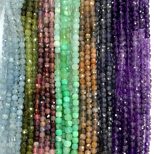 15.5 " Veemake Tourmaline Spinel Ruby Sapphire chrysoprase Aquamarine Amethyst Tanzanite Emerald Apatite Irregular Cube Faceted beads 06845