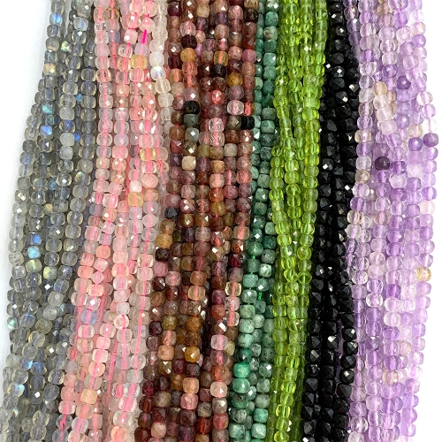 15.5 " Veemake Tourmaline Spinel Ruby Sapphire Tourmaline Peridot Sunstone Chrome Diopside Amethyst Emerald Apatite Irregular Cube Faceted beads 06813