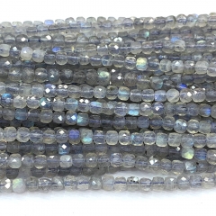 15.5 " Veemake Natural Genuine Blue Light Labradorite Irregular Cube Faceted Small Jewelry beads 06820
