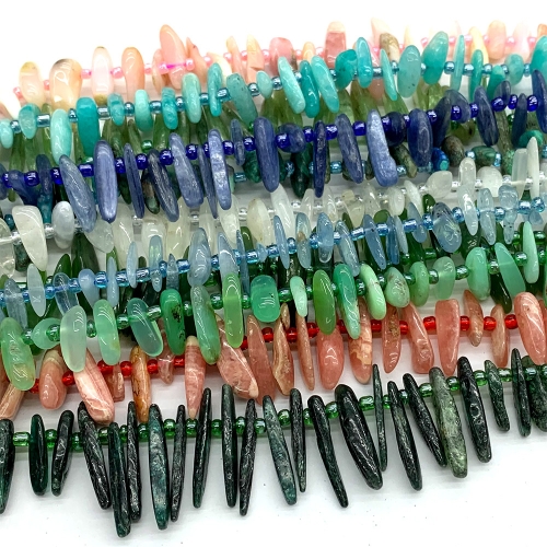Natural Genuine Kyanite Opal Aquamarine Rhodochrosite Chrysocolla Chrysoprase Moonstone Slabs Slices Stick Teeth Drill Side Comb beads 06872