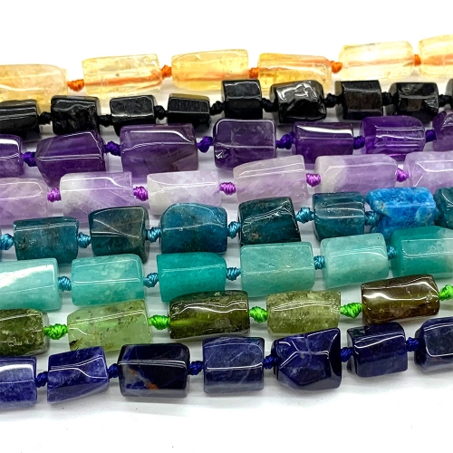 Natural Genuine Kyanite Opal Aquamarine Chrysoprase Moonstone Amethyst Citrine Lapis Lazuli Kunzite Nugget Free Form Column Beads 06869