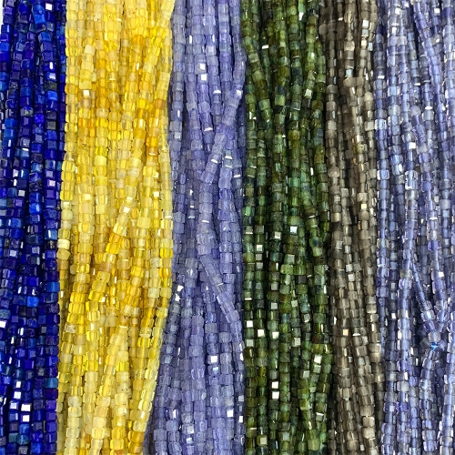 15.5 " Veemake Tourmaline Tanzanite Aquamarine Iolite Labradorite Spinel Fluorite Edge Cube Faceted beads 07071