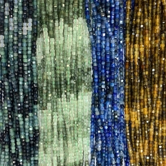15.5 " Veemake Tourmaline Tanzanite Aquamarine Iolite Labradorite Spinel Fluorite Edge Cube Faceted beads 07204