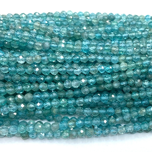 15.5 " Veemake High Quality Natural Genuine Gemstones Clear Blue Fluorapatite Round Faceted Small making necklaces bracelets jewelry 4mm beads 07251