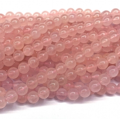 High Quality Genuine Natural Clear Pink Crystal Rose Quartz Semi-precious stones Round Loose Beads  8mm 15.5" 07363