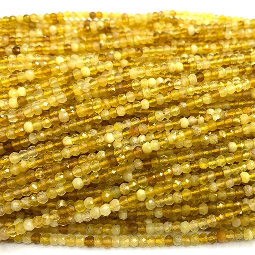 15.5 " Veemake Natural Genuine Yellow Opal Faceted Small Rondelle Jewelry Bracelets Necklaces Loose Beads 07377
