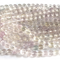 15.5" Veemake Natural Genuine Clear Purple Green Kunzite Spodumene Cat's Eye Round Loose Gemstone Beads  Necklaces Bracelets 07459