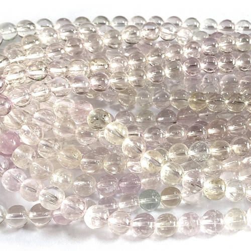 15.5" Veemake Natural Genuine Clear Purple Green Kunzite Spodumene Cat's Eye Round Loose Gemstone Beads  Necklaces Bracelets 07459