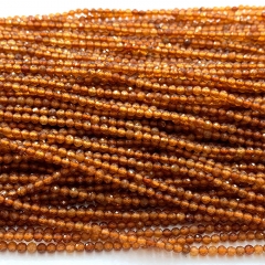 15.5 " Veemake Natural Genuine Gemstones Clear Orange Garnet Spessartine Round Faceted Small Making Necklaces Bracelets Jewelry Beads 07434