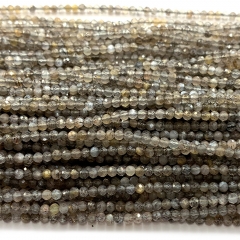 15.5 " Veemake Natural Genuine Gemstones Black Sunstone Round Faceted Small Making Necklaces Bracelets Jewelry Beads 07429