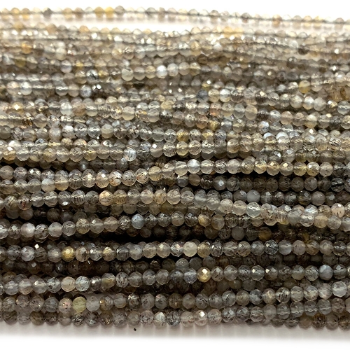15.5 " Veemake Natural Genuine Gemstones Black Sunstone Round Faceted Small Making Necklaces Bracelets Jewelry Beads 07429