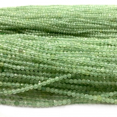 15.5 " Veemake Natural Genuine Gemstones Clear Green Prehnite Round Faceted Small making necklaces bracelets jewelry beads 07430