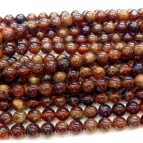 15.5" Veemake Natural Genuine Orange Garnet Spessartine Round Loose Gemstone Beads  Necklaces Bracelets Jewelry Design  07548