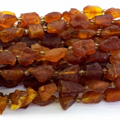 Natural Genuine Orange Amber Nugget Free Form Loose Rough Matte Faceted Necklace Bracelet Jewelry Beads 07577
