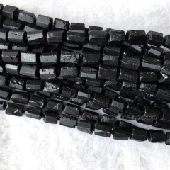 Natural Genuine Raw Mineral Black Tourmaline Nugget Free Form Loose Rough Matte Faceted Necklace Bracelet Jewelry Beads 6005