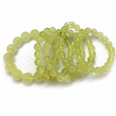 Natural Genuine  Clear Yellow Libyan meteorite Asiderite Uranolite Ceraunite Aerolite Round Beads Bracelets 07592