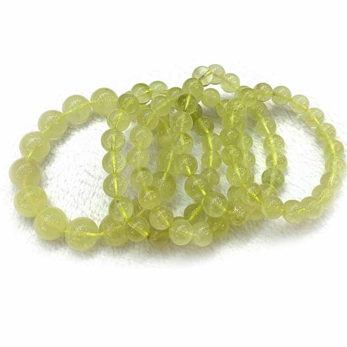 Natural Genuine  Clear Yellow Libyan meteorite Asiderite Uranolite Ceraunite Aerolite Round Beads Bracelets 07592