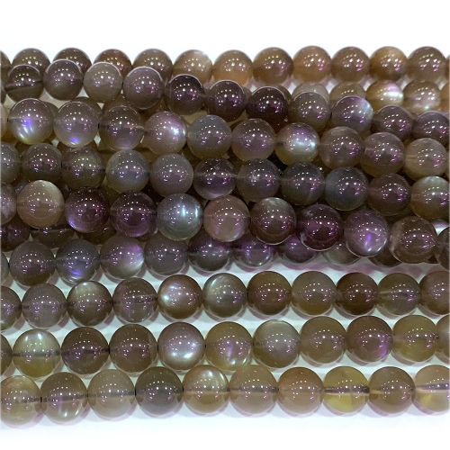 Natural Genuine Gray Moonstone Round Loose Gemstone Stone Beads Jewelry Design Necklace Bracelets 07655