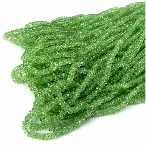 Natural Stone Genuine Gemstone High Quality Green Tsavorite Faceted Rondelle Jewelry Necklaces Bracelets Beads 07802