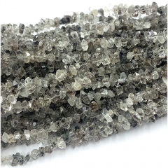 Natural Genuine Raw Mineral Black Herkimer Diamond Nugget Free Form Loose Hand Cut Faceted Necklace Bracelet Jewelry Beads 07904