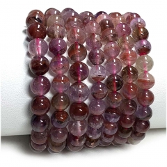 Veemake Natural Genuine Purple Red Auralite Super 23 Crystal Bracelet Round Loose Beads 07889
