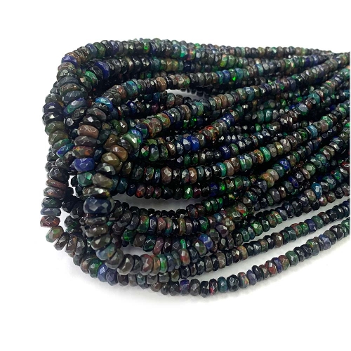 Veemake Natural Genuine High Quality Brown Fire Opal Faceted Rondelle Bracelets Jewelry Loose beads 07936