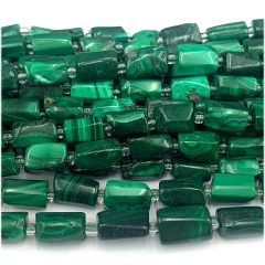 Natural Genuine Dark Green Malachite Nugget Free Form Column Loose Smooth Necklace Bracelet Jewelry Beads 07949