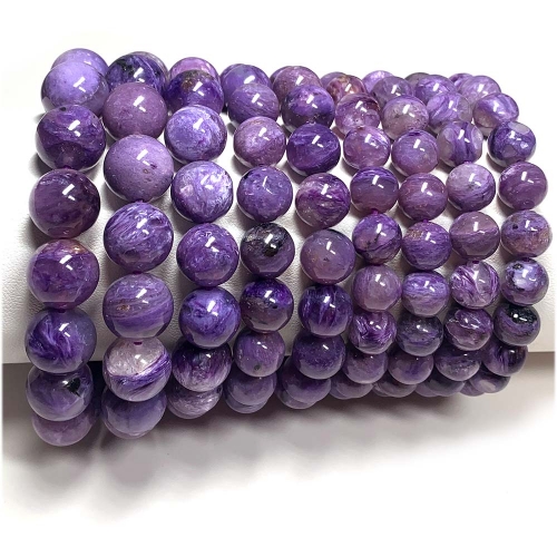 Veemake Natural Genuine Purple Charoite Bracelet Necklace Round Loose Jewelry Making Beads 07960
