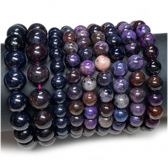 Natural Genuine Purple Blue Sugilite Bracelet Bracelets Round Loose Beads 08031