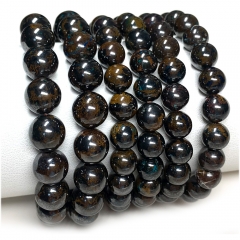 Veemake Real Natural Genuine Blue Brown Azurite Bracelet Round Loose Beads 08117