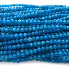 Veemake Natural Genuine Blue High Quality Apatite Round Loose Gemstone Jewelry Beads Making Necklaces Bracelets  08129