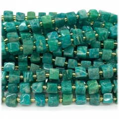 Real Natural Genuine Green Russia Amazonite Free Form Cube Loose Jewerly Making Beads 08286