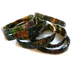 Natural Genuine Tourmaline Bracelet Bracelets Flat Rectangle beads 08271
