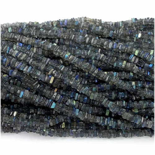 Natural Genuine Gray Labradorite Slice Irregular Square Chips Beads Necklace Bracelet Jewelry Beads 08156
