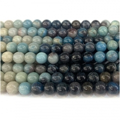 Wholesale Natural Genuine White Blue Montebrasite Round Loose Necklace Bracelet Beads 08138