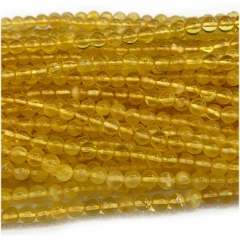 Veemake Natural Genuine Clear Yellow Amber Round Loose Gemstone Jewelry Beads Making Necklaces Bracelets  08136