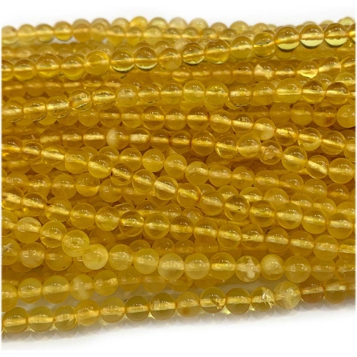 Veemake Natural Genuine Clear Yellow Amber Round Loose Gemstone Jewelry Beads Making Necklaces Bracelets  08136