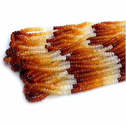 Veemake Natural Stone Genuine Gemstone High Quality Orange White Opal Faceted Rondelle Jewelry Necklaces Bracelets Loose Small Beads 08154